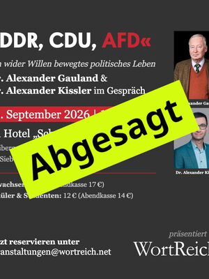 Veranstaltungsplakat mit Alexander Gauland und Alexander Kissler