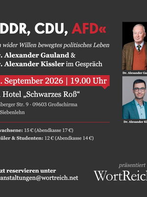Veranstaltungsplakat mit Alexander Gauland und Alexander Kissler