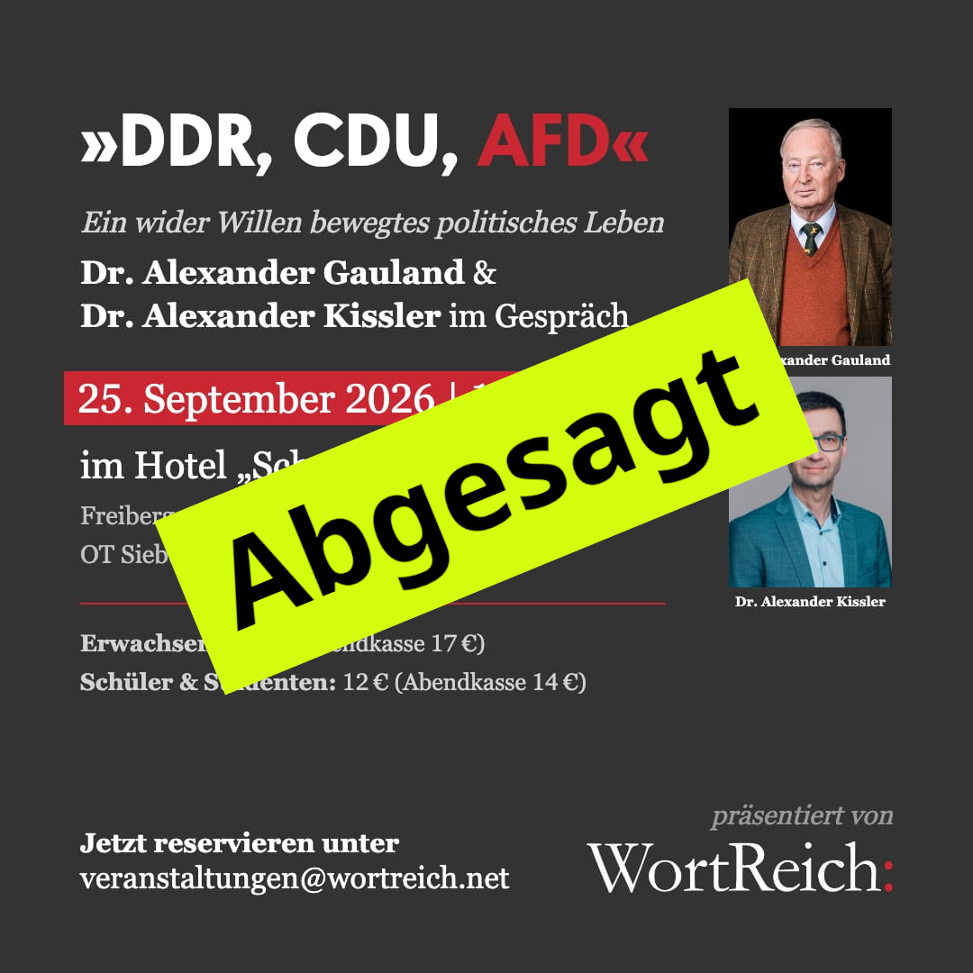 Veranstaltungsplakat mit Alexander Gauland und Alexander Kissler